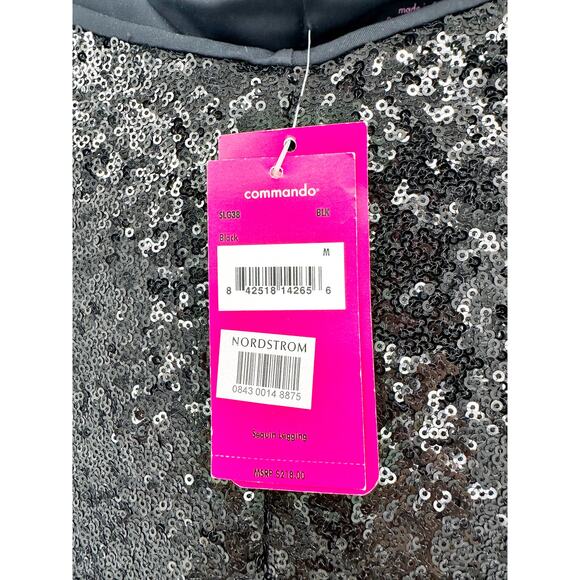 Commando Black Sequined Stretch-Jersey High Waisted Leggings Size M - Picture 4 of 5